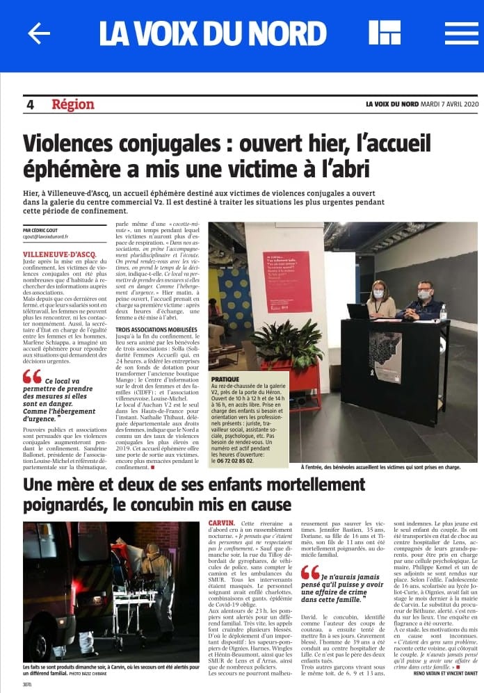 voix du nord article confinement violences conjugales